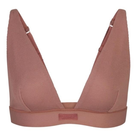 Skims Cotton Plunge Bralette, size XL, Rose Clay - Picture 2 of 11